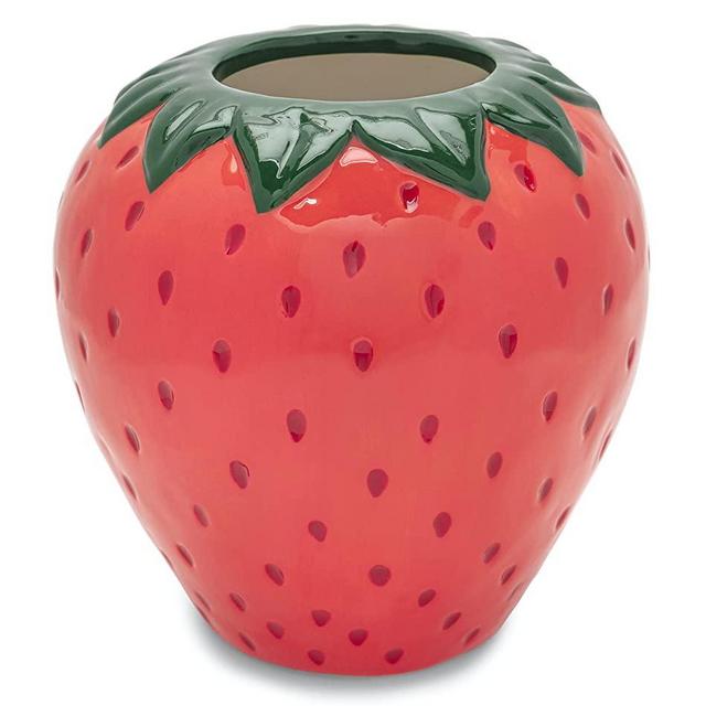 ban.do Vintage Inspired Decorative Ceramic Vase, Unique Home/Kitchen/Office Accent Decor, Strawberry Fields