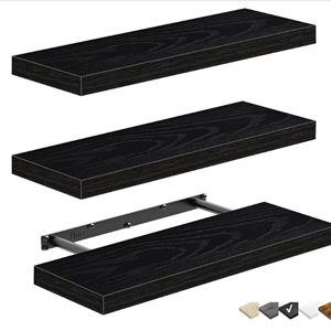 Floating Shelves for Wall, Set of 3, Black