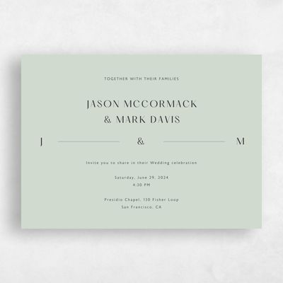 Light Sage, Green Wedding Invitation - Corinth Landscape