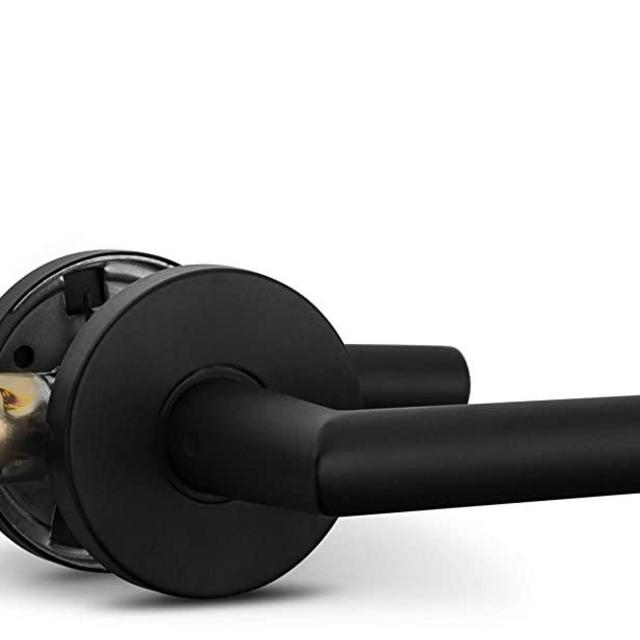 Berlin Modisch Passage Lever Door Handle Sleek Round Non-Locking Lever Set [for Hallway or Closet Doors] Reversible for Right & Left Sided Doors Heavy Duty - Iron Black Finish