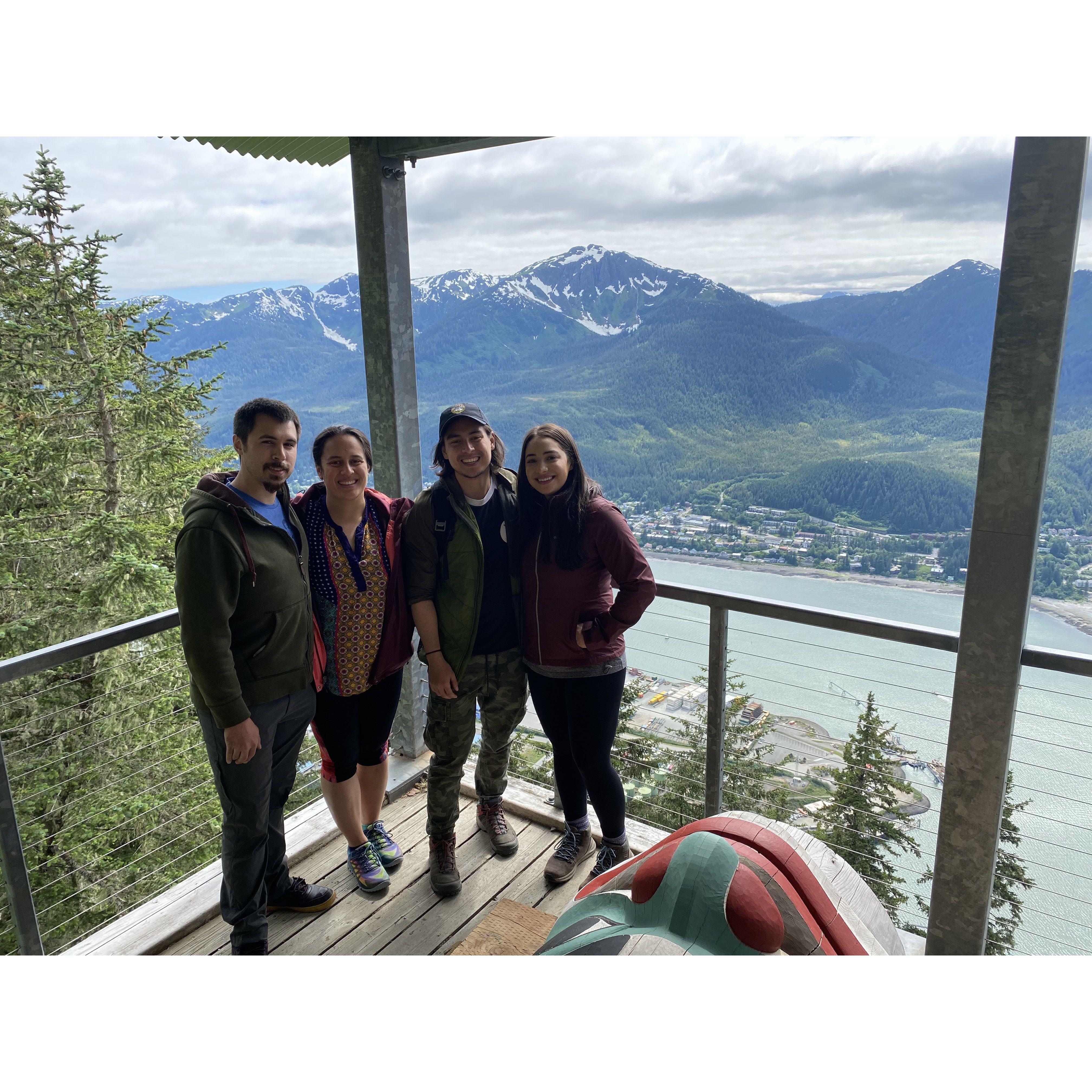 Patrick and Chloe's visit to Juneau. This is up at the Goldbelt Tram.