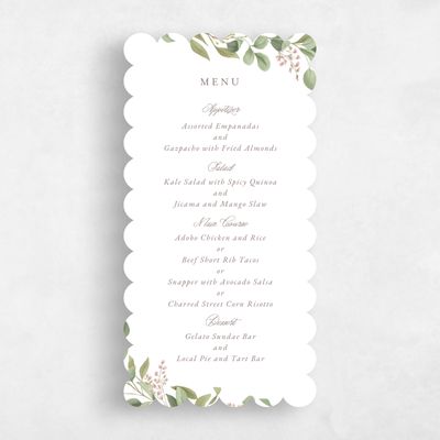 White Scalloped Wedding Menu - Orphne