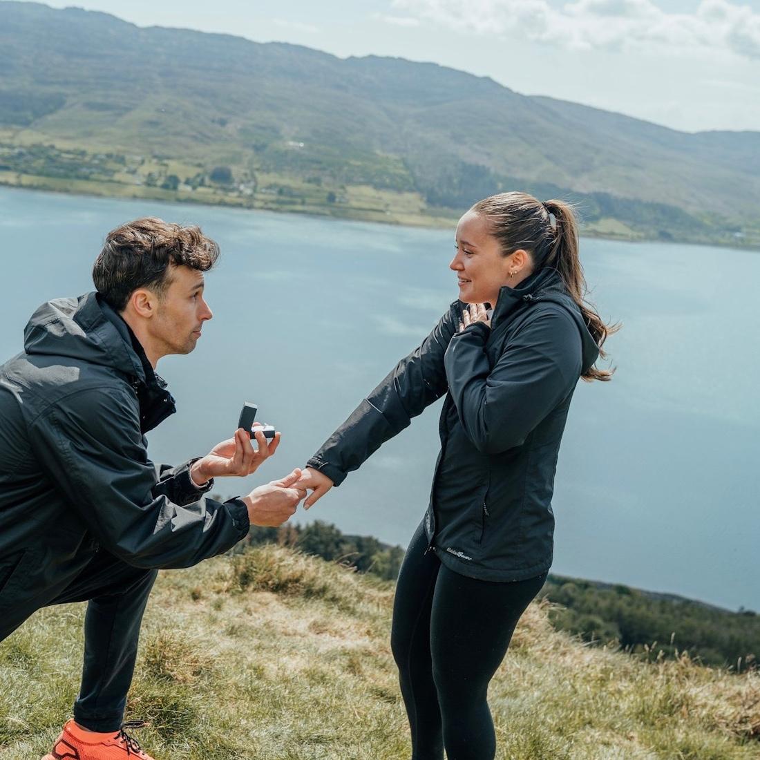 What started as a “hike” turned into the sweetest surprise. On a busy holiday in Ireland, Deaglan quietly found a stunning, secluded spot, away from crowds, where he asked me to be his forever.