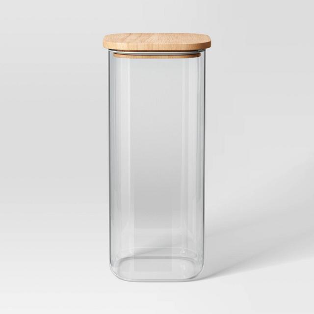 128oz Glass Square Food Storage Canister with Wood Lid - Threshold™