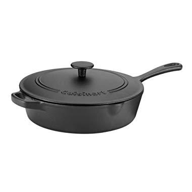Cuisinart CIPS45-30 Chef's Classic Pre-Seasoned Cast Iron Chicken Fryer with Cover, 12", Black