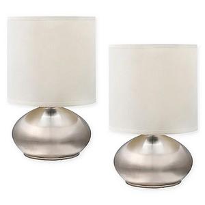 Catalina Touch Table Lamps in Brushed Steel (Set of 2)