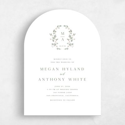 White Arch Wedding Invitation - Lenora Portrait