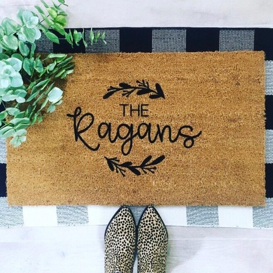 Custom Doormat - Family Name with Wreath