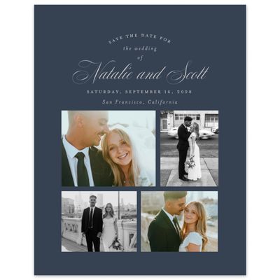 Grayed Navy, Blue Wedding Digital Save the Date - Marvis Multiphoto