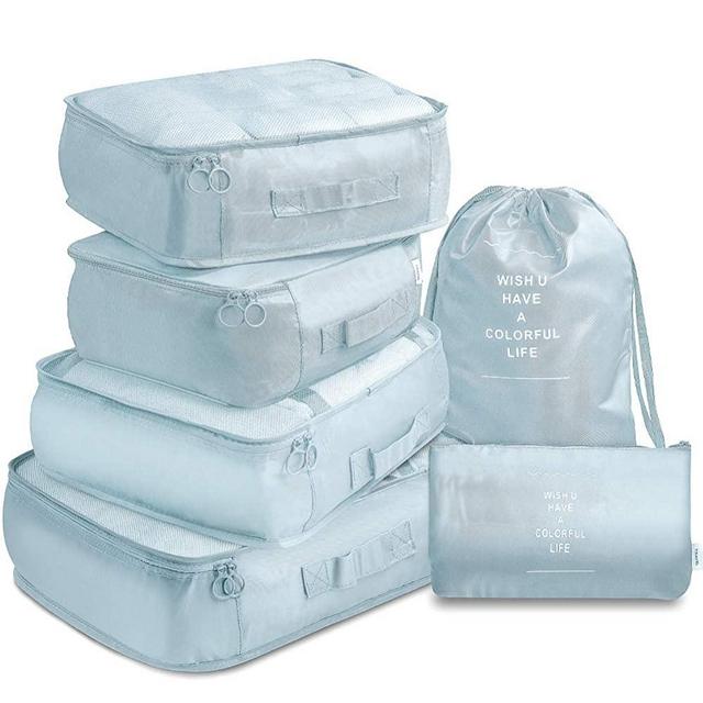 Travel Packing Cubes, VAGREEZ Lightweight Luggage Organizers Bags Set for Carry on Suitcase(Light Blue)