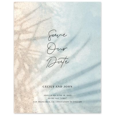 Sand, Beige Wedding Digital Save the Date - Seabay Palm