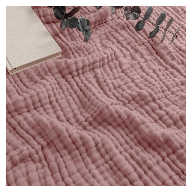 Muslin Blanket for Adults, Extra Large Queen 90" x 90" By Comfy Cubs - Mauve