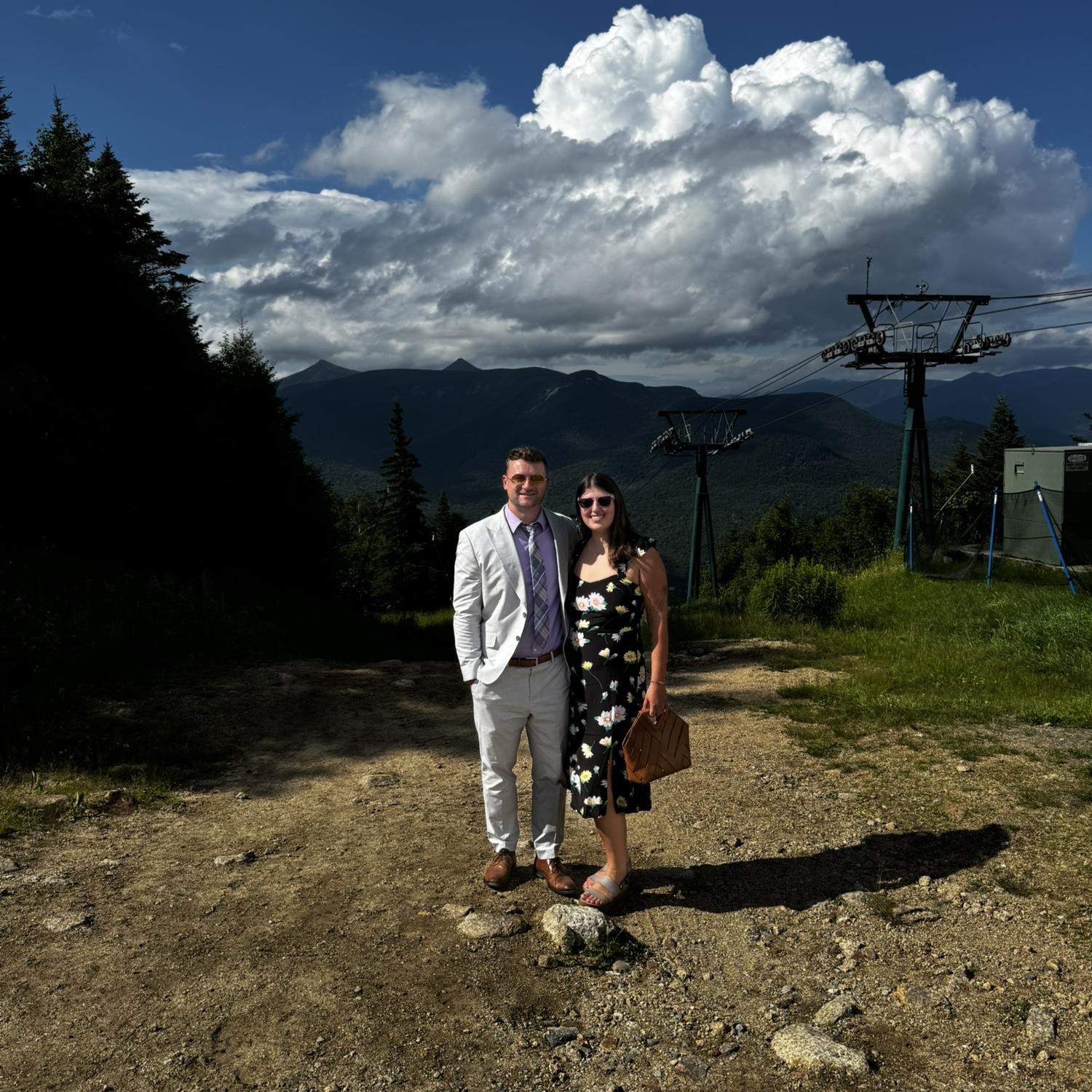 Celebrating The Feeney’s wedding on top of Loon Mountain