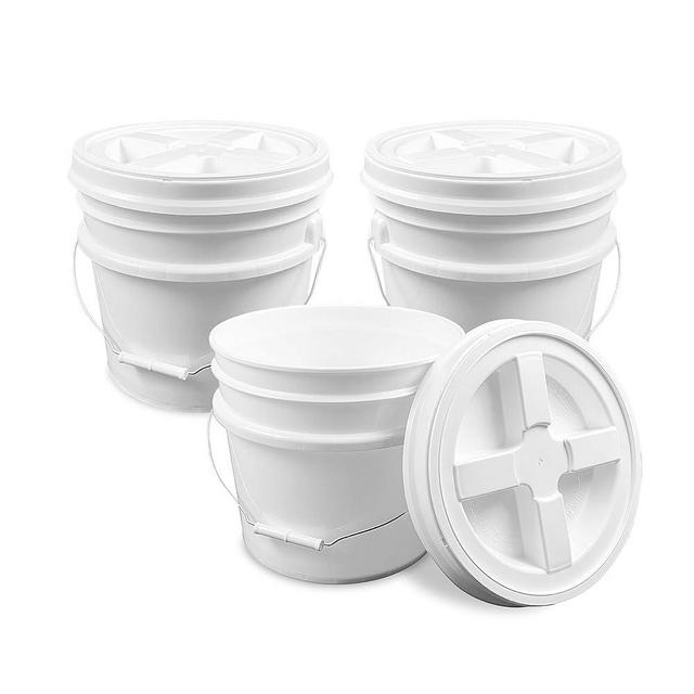 ePackageSupply 3.5 Gallon White Bucket with White Gamma Screw on Lid (Pack of 3), Food Grade Storage, Premium HPDE Plastic, BPA Free, Durable 90 Mil All Purpose Pail, Made in USA