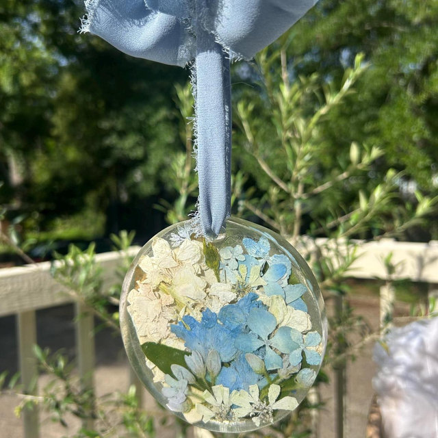 Custom Flower Resin Ornament: Wedding Keepsake - Ornament Only