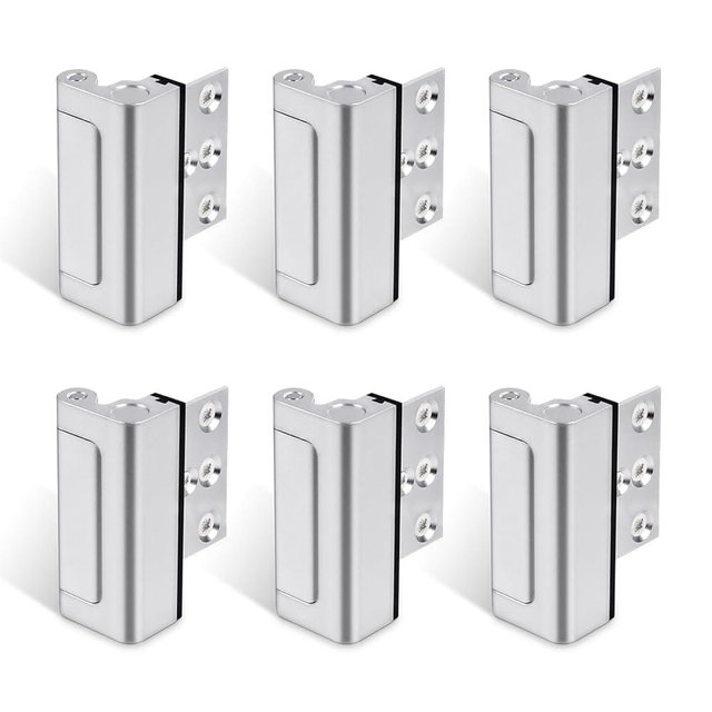 GreaTalent 6PACK Home Security Door Reinforcement Lock Childproof, Add High Security to Home Prevent Unauthorized Entry, Aluminum Construction Finish, Frame Lock, Silver