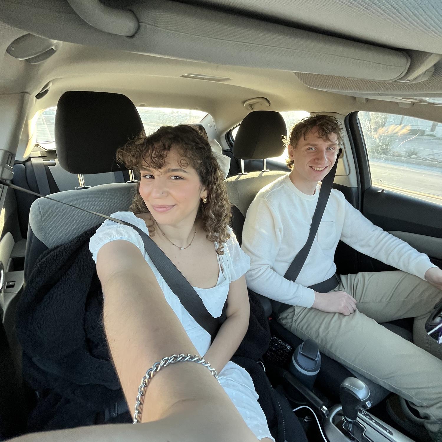On the way to our engagement photo session!!