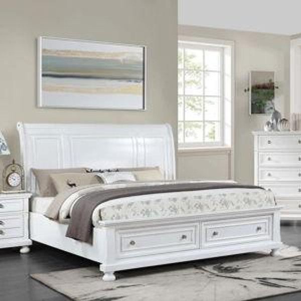 Meade Sleigh Storage Bed (White)