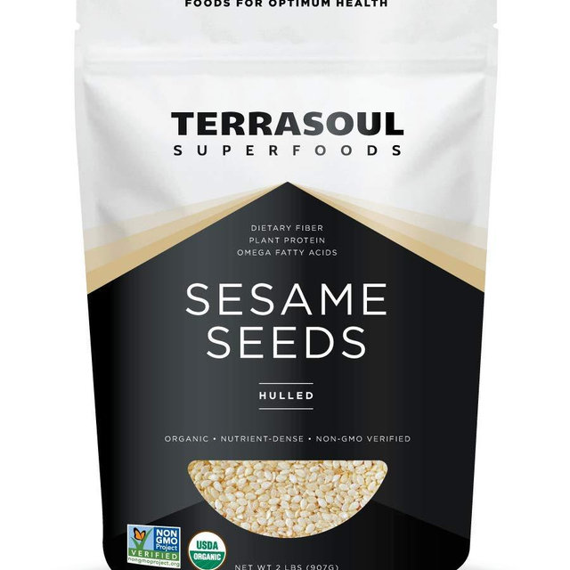 Terrasoul Superfoods Organic Hulled Sesame Seeds, 2 Lbs - Perfect for Tahini | Gluten-free | Raw