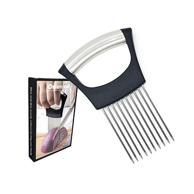 mandoline slicer，Onion Slicer, Lemon Potato Tomato Slicer, Vegetable Stalking Fork, Meat Tenderer, Stainless Steel Kitchen Slicer