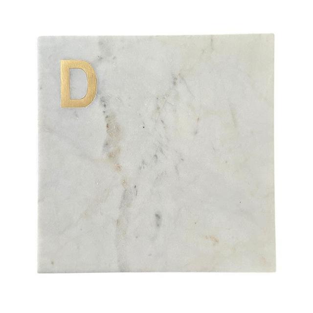 Boards by Bleu Monogram Marble Cheese Board, Hand Crafted Marble Cutting Board from White Marble Slab, Personalized Charcuterie Board with Brass Initial, Great Wedding Gift for Couples, Letter D
