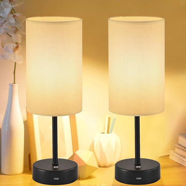OOFAYBILL Cordless Table Lamp Set of 2, Built-in 5000mAh Rechargeable Table Lamp Cordless,Rechargeable Battery Powered Lamp, Wireless Lamp with Memory Function for Dining Room, Bedroom