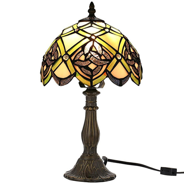 KY&BOSAM Tiffany Table Lamps Irish Celtic Stained Glass Light Lamp 17500 Lumen Style Shade E26 Bulb Holder Metal Base 8*8*14 Inch Memory Gifts Bedroom Living Room Kitchen Office St Patrick's Day Decor