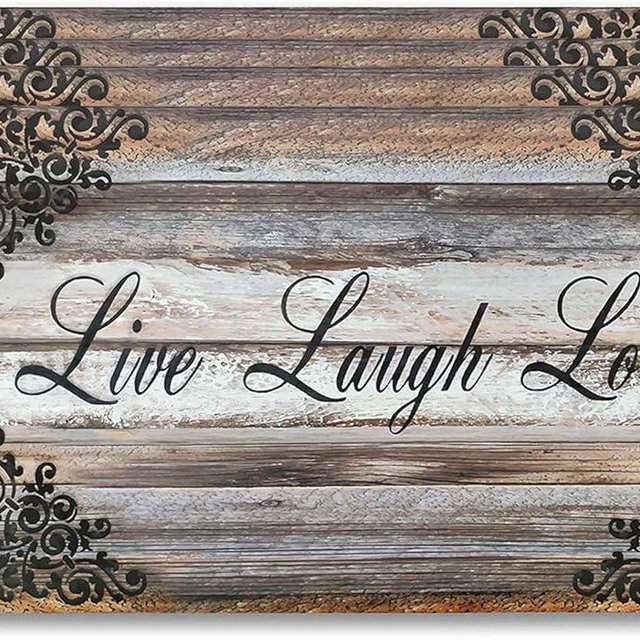 Vinyl Rectangular Placemats Set of 4 - Non Slip Place Mats Ideal for Indoor and Outdoor Dining Table - Washable and Heat Resistant Table Mat for Kitchen Tables (Live Laugh Love)