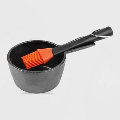 Charcoal Companion Cast Iron Sauce Pot & Basting Brush Set