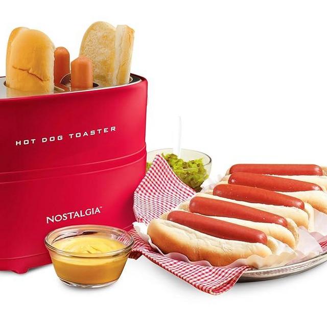 Nostalgia Retro Pop-Up Hot Dog Toaster, 2 Link and 2 Bun Capacity, With Mini Tongs, Works With Chicken, Turkey, Veggie Sausages and Brats