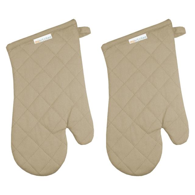 13" 2pk Oven Mitt Beige - MU Kitchen