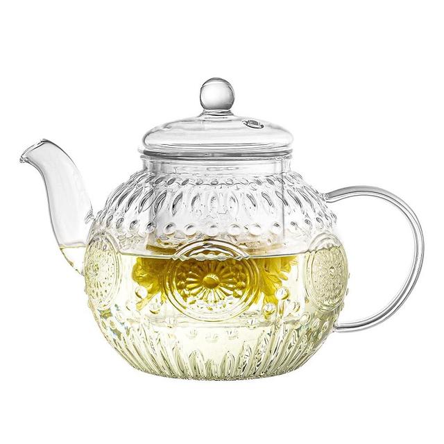 Bandesun Vintage Glass Teapot, Tea Kettle with Removable Infuser 32OZ/1000ml, Borosilicate Glass Pot -Stovetop Safe, Blooming & Loose Leaf Tea Maker Set