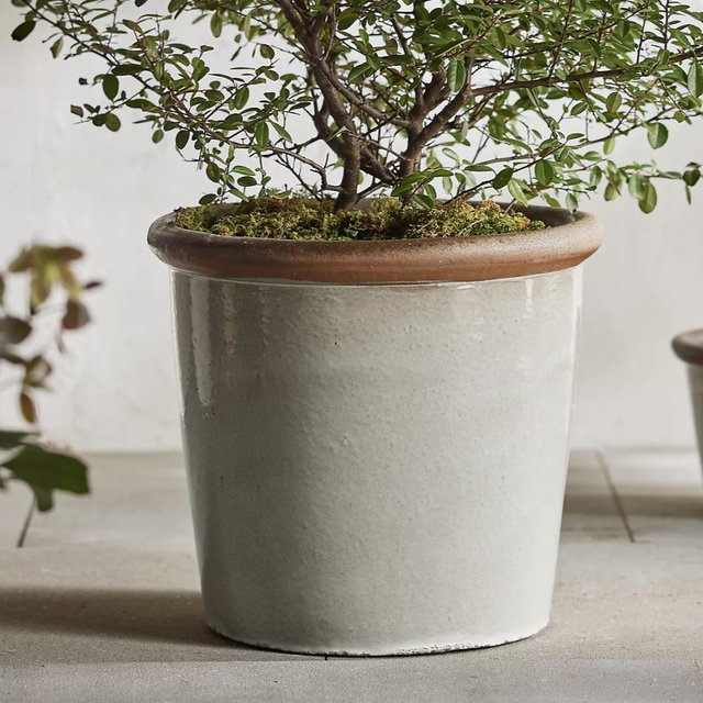 Raw Rim Stoneware Taper Planter - White, 22"