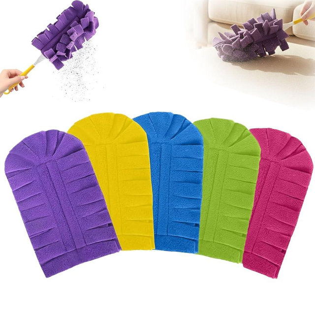 Reusable Dusters for Cleaning, 360° Washable Duster Pads, Heavy Duty Reusable Duster Refills, Electrostatic Fleece Dusting Pads for Home & Office (5PC-Mix)