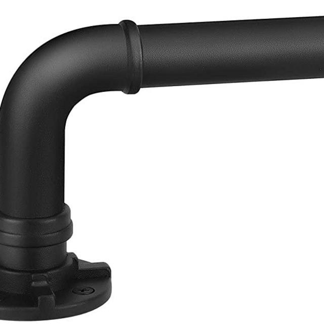 MERJULAN Curtain Rods, Industrial Curtain Rod, Outdoor Curtain Rod, Black Curtain Rod, Rustic Curtain Rod, Room Divider Curtain Rod, 1 Inch Industrial Curtain Rods, 30 to 168 Inch, Black