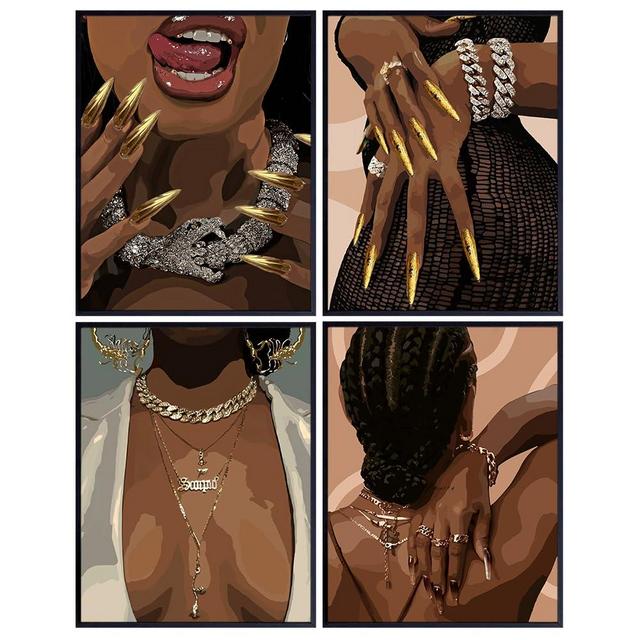 Black women African American Art - Melanin black Girl Magic Cool Wall Art- Home Decor Aesthetic Wall Collage - African Americans Black Art - Boho-chic Chic Trendy Wall Decor, African American Wall Art