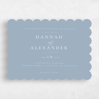 Blue Scalloped Wedding Invitation - Sloan Landscape