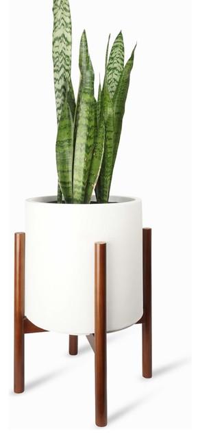 Plant Stand With Planter - Large White Plant Pot Included