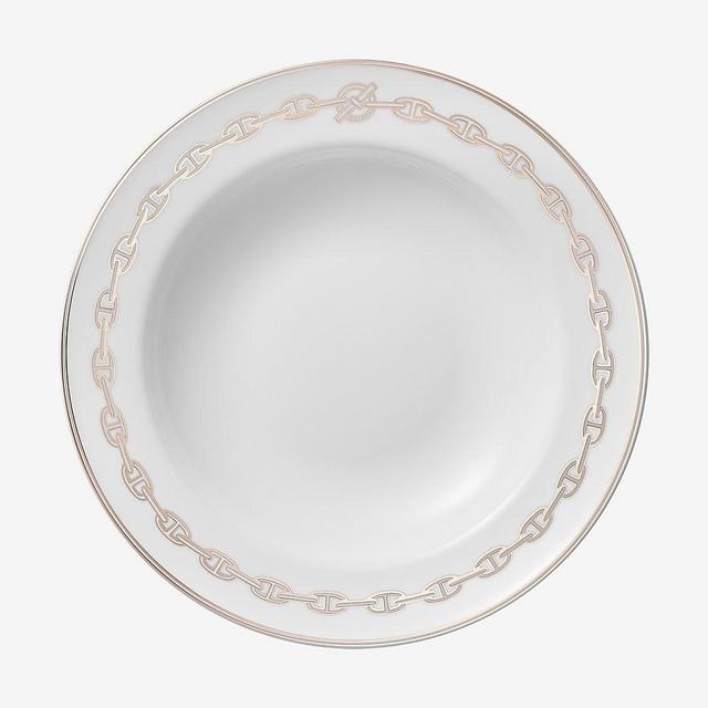 Hermes Chaine d'Ancre platinum round deep platter