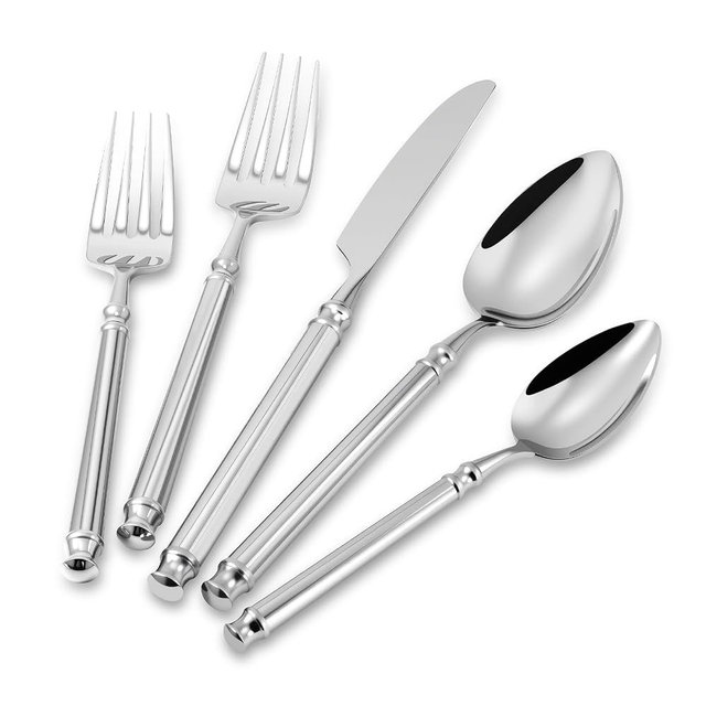 DEACORY Silverware Set 18/10 Stainless Steel Vintage Flatware Set, 40-Piece Hand Forged Mirror Silver Finish Cutlery for Kitchen, Home, Wedding, Party, Dishwasher Safe Service for 8