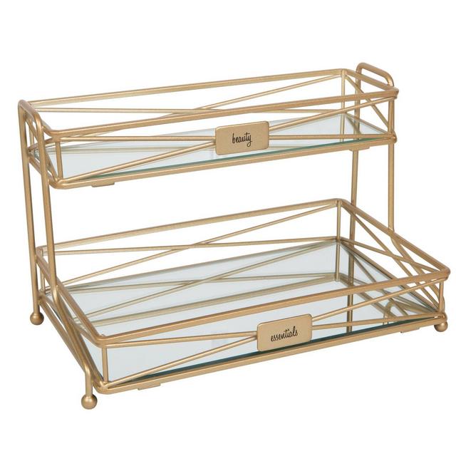 2 Tier Large Vanity Tower Satin Gold - Home Details