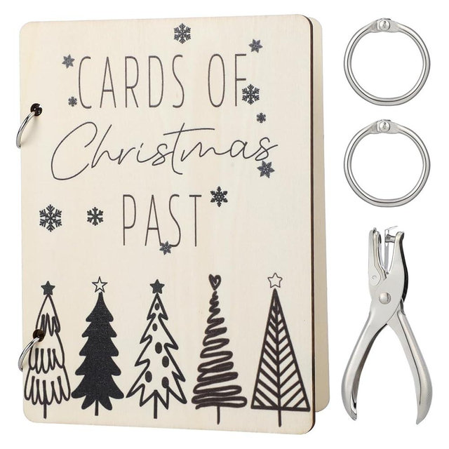 Thyle Christmas Greeting Card Organizer Christmas Card Keeper Album Keeper with Metal Buckles Binding Binder Collection Keepsake Album Holder for Memory Greeting Photo