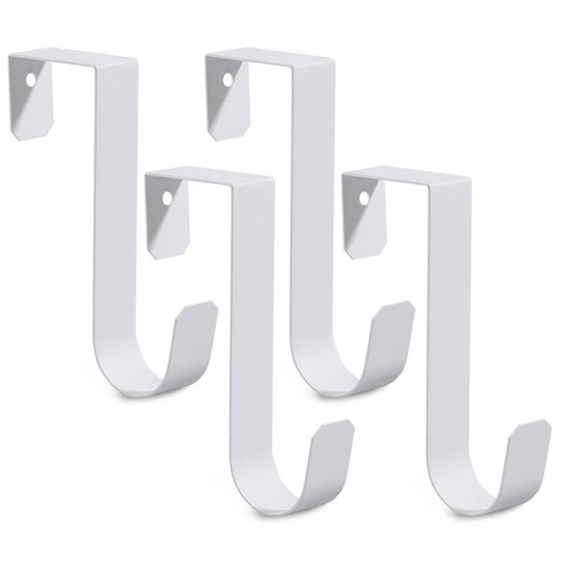 4 Pack Over The Door Hooks, Sturdy Metal Single White Door Hanger Hooks for Hanging, Towels, Clothes, Bathroom, Hold Up to 7Lbs