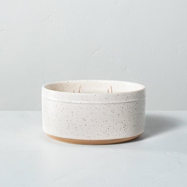 25oz Sandalwood & Clay 4-Wick Speckled Ceramic Seasonal Candle - Hearth & Hand™ with Magnolia