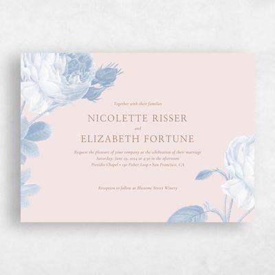 Blush, Pink Wedding Invitation - Milna Landscape