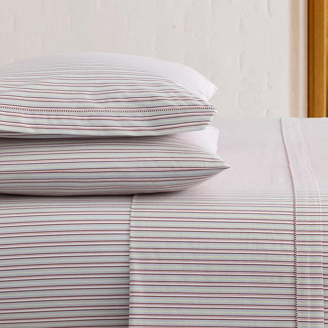 Emma Chamberlain Multi-Stripe Sheet Set, Queen, Blue/Red