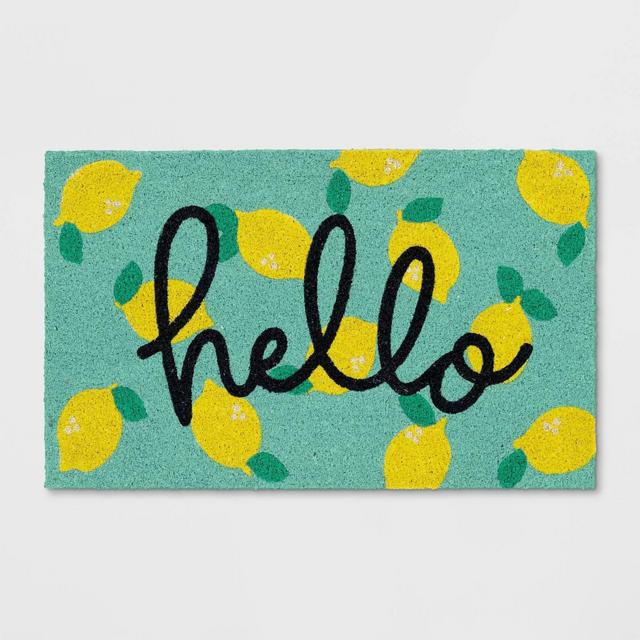1'6"x2'6" Hellow Lemon Coir Doormat Yellow - Sun Squad™