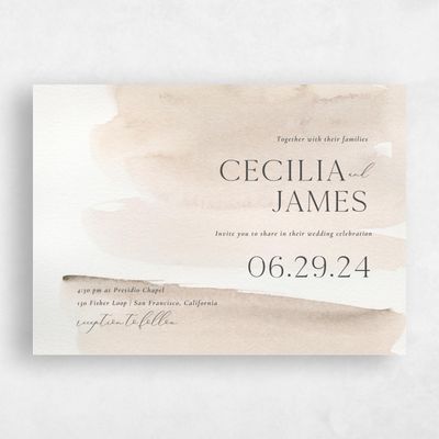 Beige Wedding Invitation - Loreto Landscape