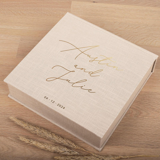 Linen Wedding Keepsake Box | Personalized Custom Memory Box | Large Gift Box for Bride | Wedding Card Holder | Handmade in Europe