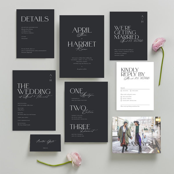 Grayson Classic | Ebony | Zola Wedding Invitations